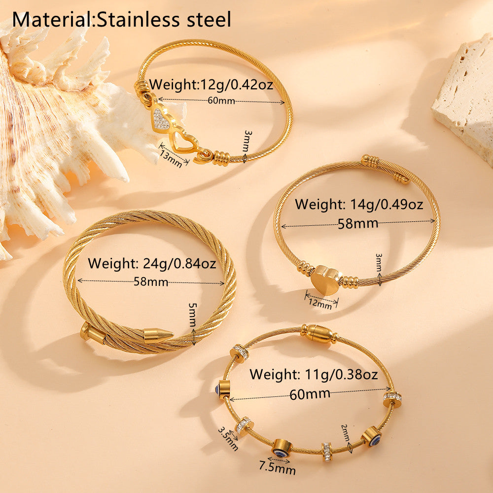 304 Stainless Steel  electroplated 18K Real Gold Multi-style  Bracelet For Women