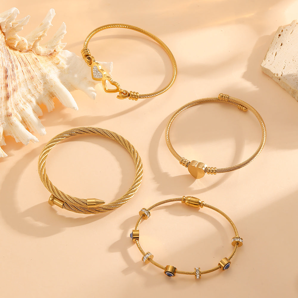 304 Stainless Steel  electroplated 18K Real Gold Multi-style  Bracelet For Women