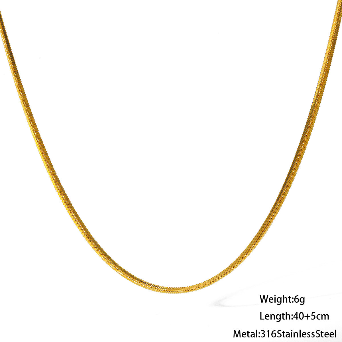Vacuum Electroplating (In Furnace) Plated 18K Real Gold 316 Stainless Steel Lobster Clasp Elegant Minimalist Style Unisex Push Clasp Necklace