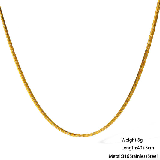 Vacuum Electroplating (In Furnace) Plated 18K Real Gold 316 Stainless Steel Lobster Clasp Elegant Minimalist Style Unisex Push Clasp Necklace