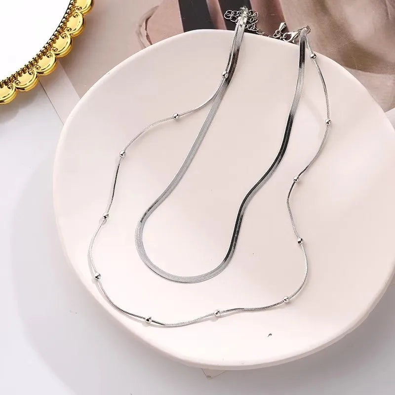 Fashion U Shape Titanium Steel Plating Layered Necklaces
